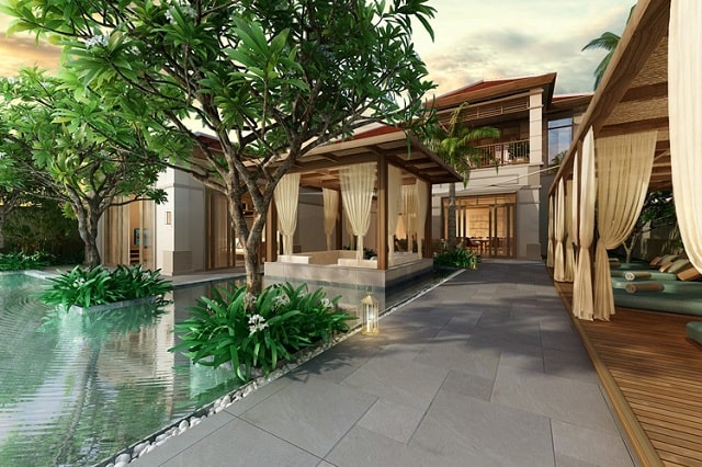 Mẫu biệt thự Beachfront Villas với thiết kế rộng rãi có hồ bơi cũng như sân vườn lý tưởng